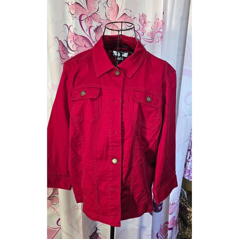 Christopher & Banks XL Red Lightweight Button Shacket Red Great Condition